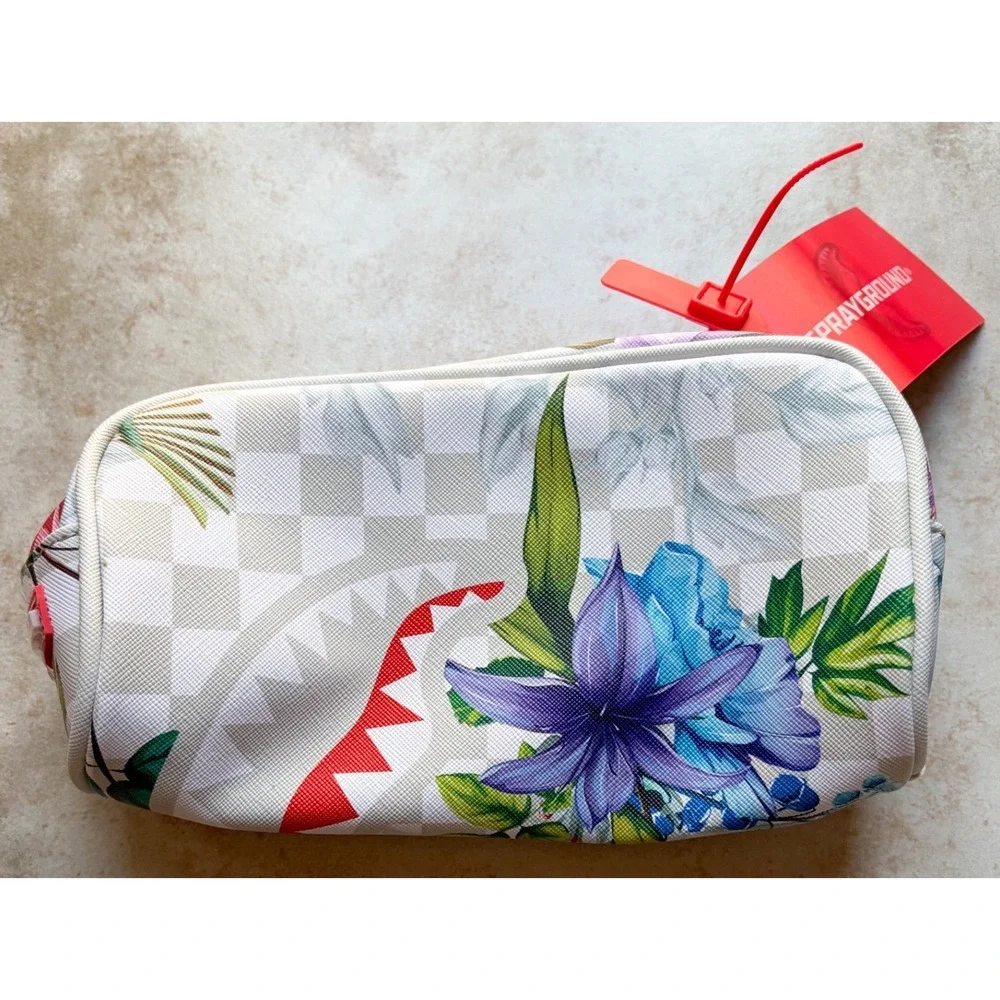 Sprayground Limited Edition In The Garden Duffle Floral Shark Mouth White Check